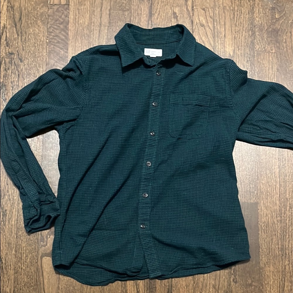 Gap Forest Green Long Sleeve Button-Up Shirt - Men's Size M